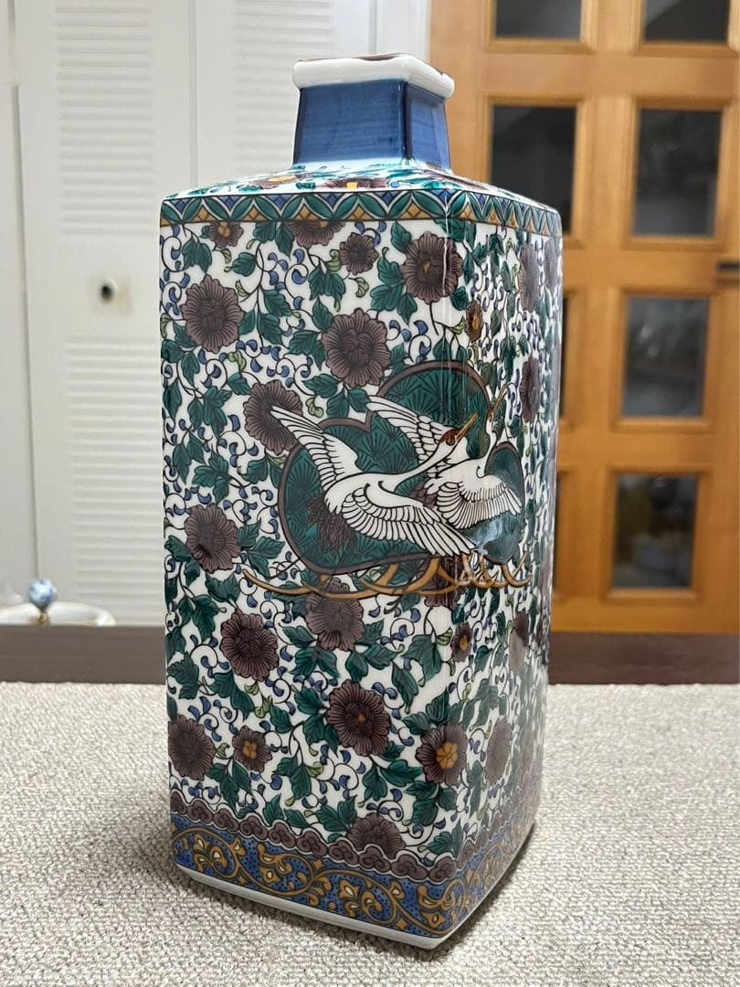 未使用 九谷焼 九谷 仙龍 花瓶 花鳥図 高さ約25ｃｍ