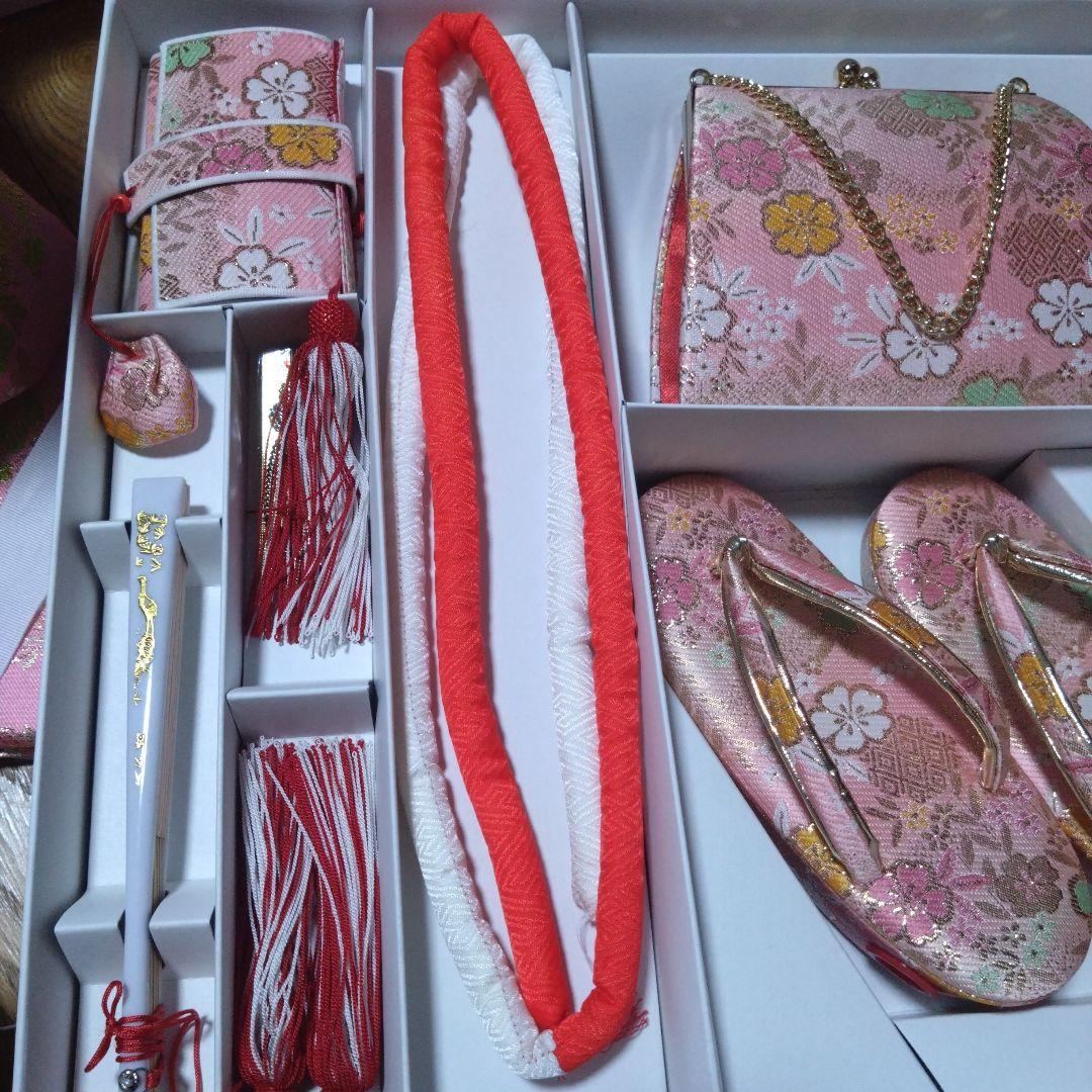 七五三★帯.バッグ.草履.筥迫.ピンク花柄