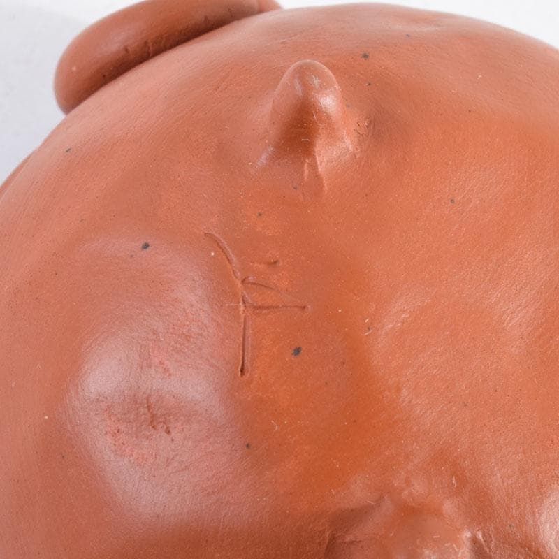 常滑焼　間野弥平作　朱泥　手捻り　小さな茶器揃　共布共箱　V　8964