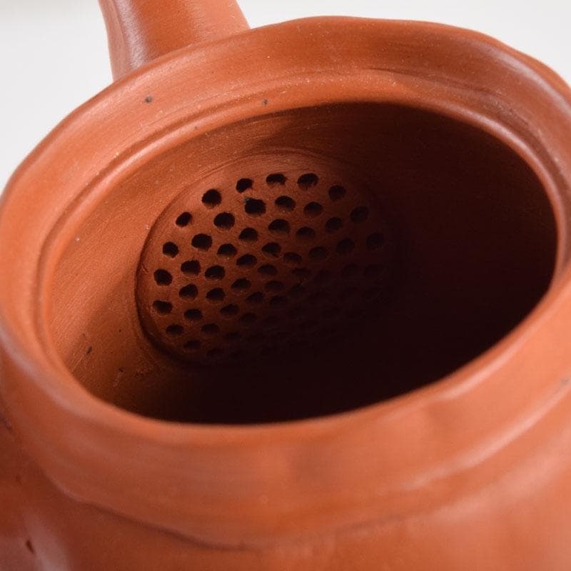 常滑焼　間野弥平作　朱泥　手捻り　小さな茶器揃　共布共箱　V　8964