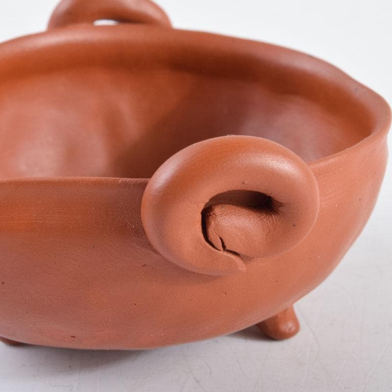 常滑焼　間野弥平作　朱泥　手捻り　小さな茶器揃　共布共箱　V　8964