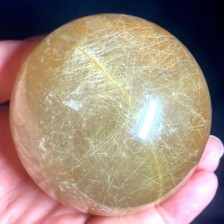 超大玉　61mm ゴールドルチルクォーツ　丸玉　スフィア　金針水晶