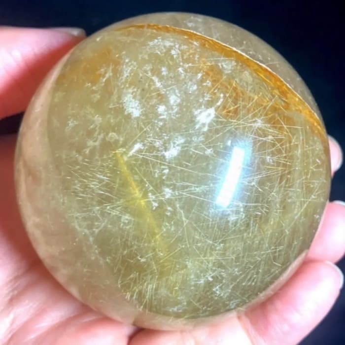 超大玉　61mm ゴールドルチルクォーツ　丸玉　スフィア　金針水晶