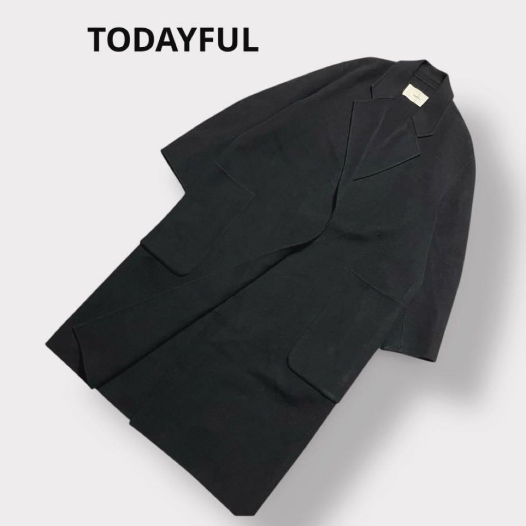 【近年✨大きなポッケ】TODAYFULウールオーバーコート ロング黒トゥデイフル