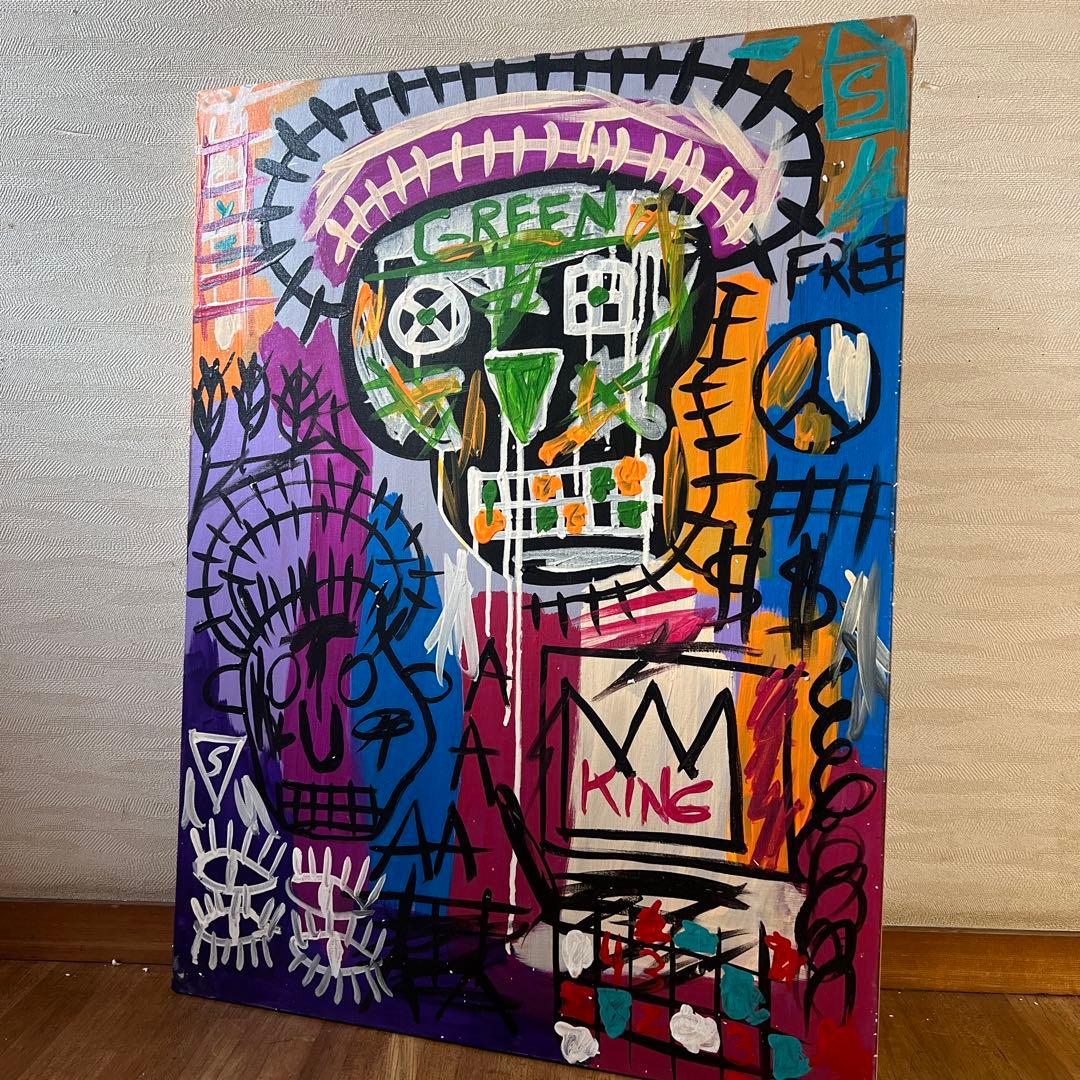 貴重　ジャン=ミシェル・バスキア 大型肉筆油彩画