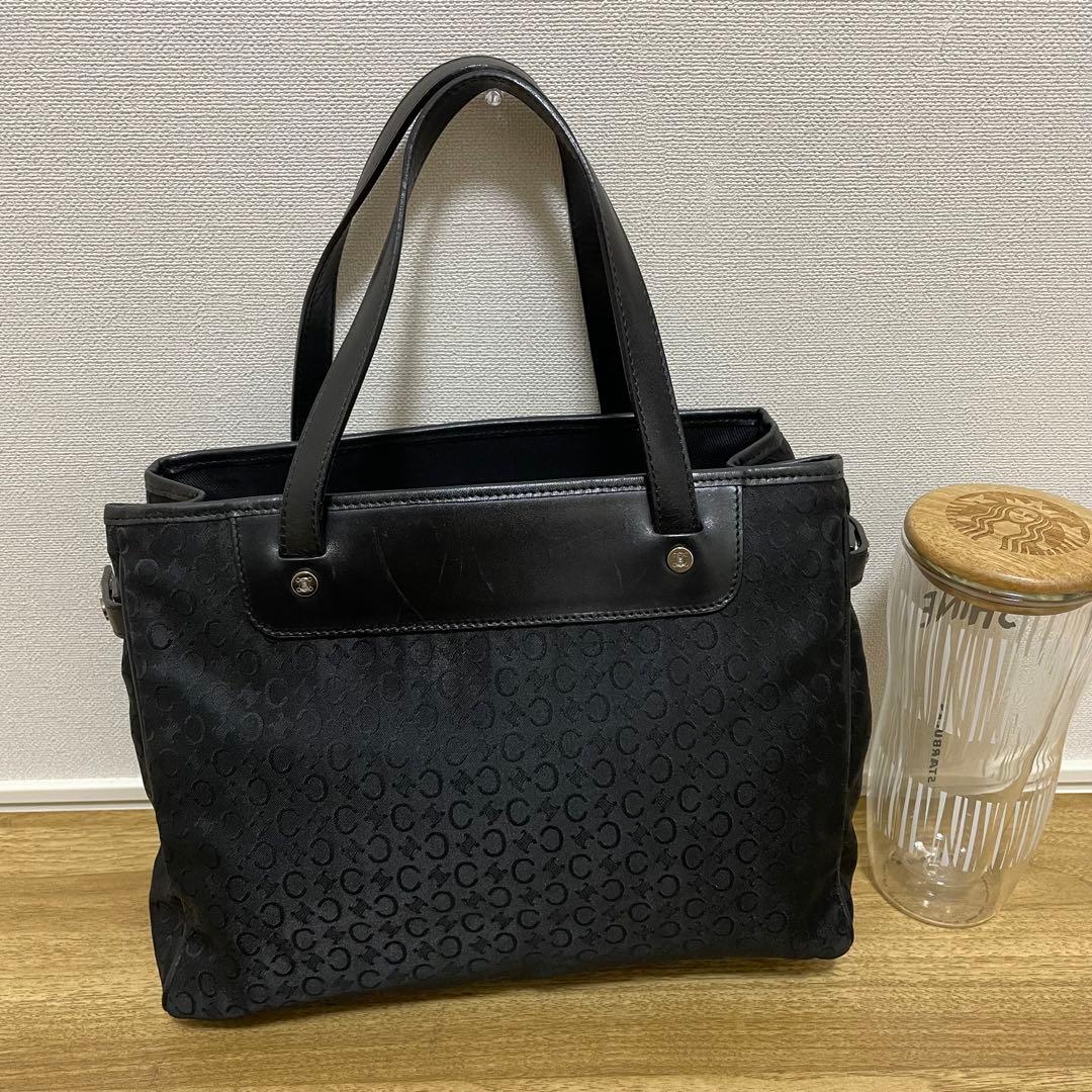 《美品》CELINE（セリーヌ）ナイロン×レザー ハンドバッグ ブラック 黒