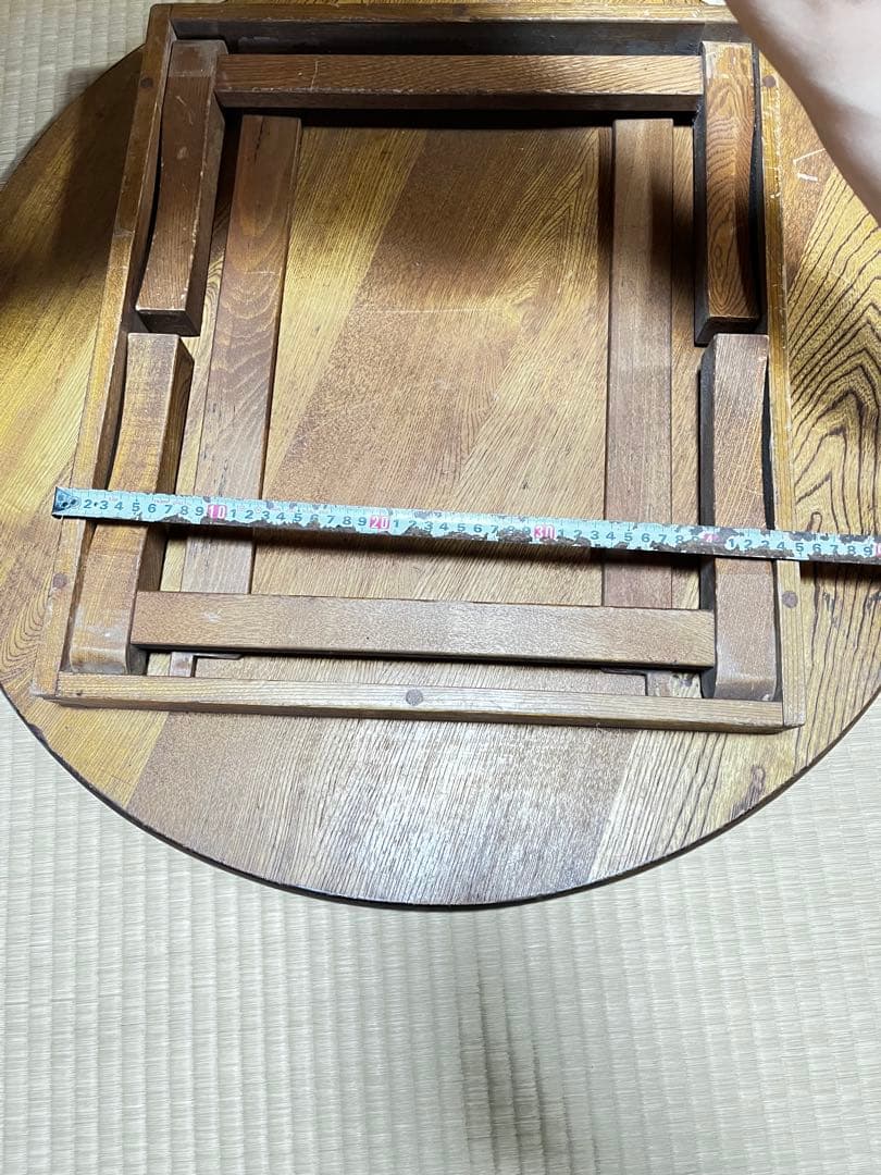 レトロ！円形木製座卓 ダークブラウン　61年前のものです！値下げ！アンティーク！