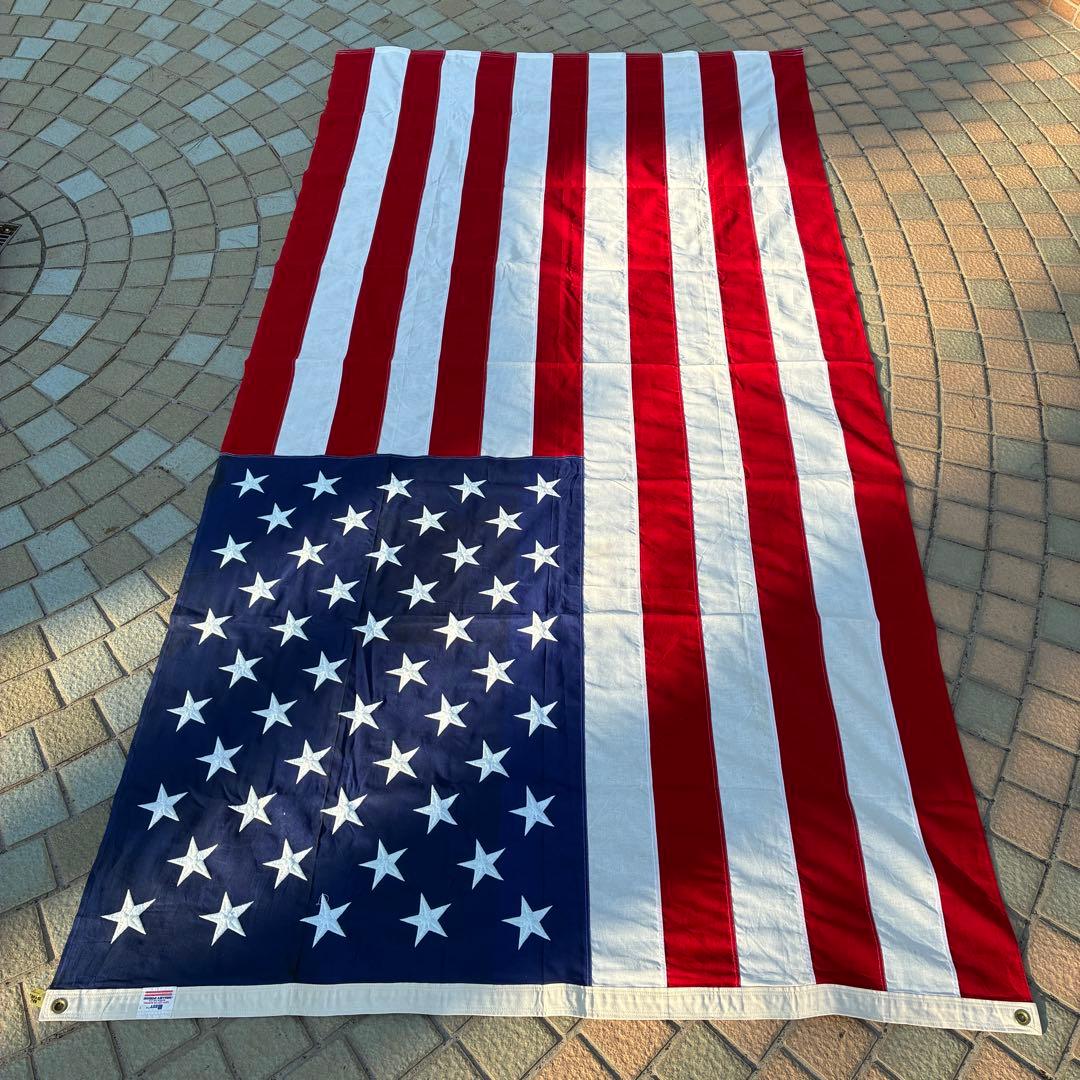 特大サイズ！BIG アメリカヴィンテージ星条旗刺繍フラッグ旗USA製アンティーク