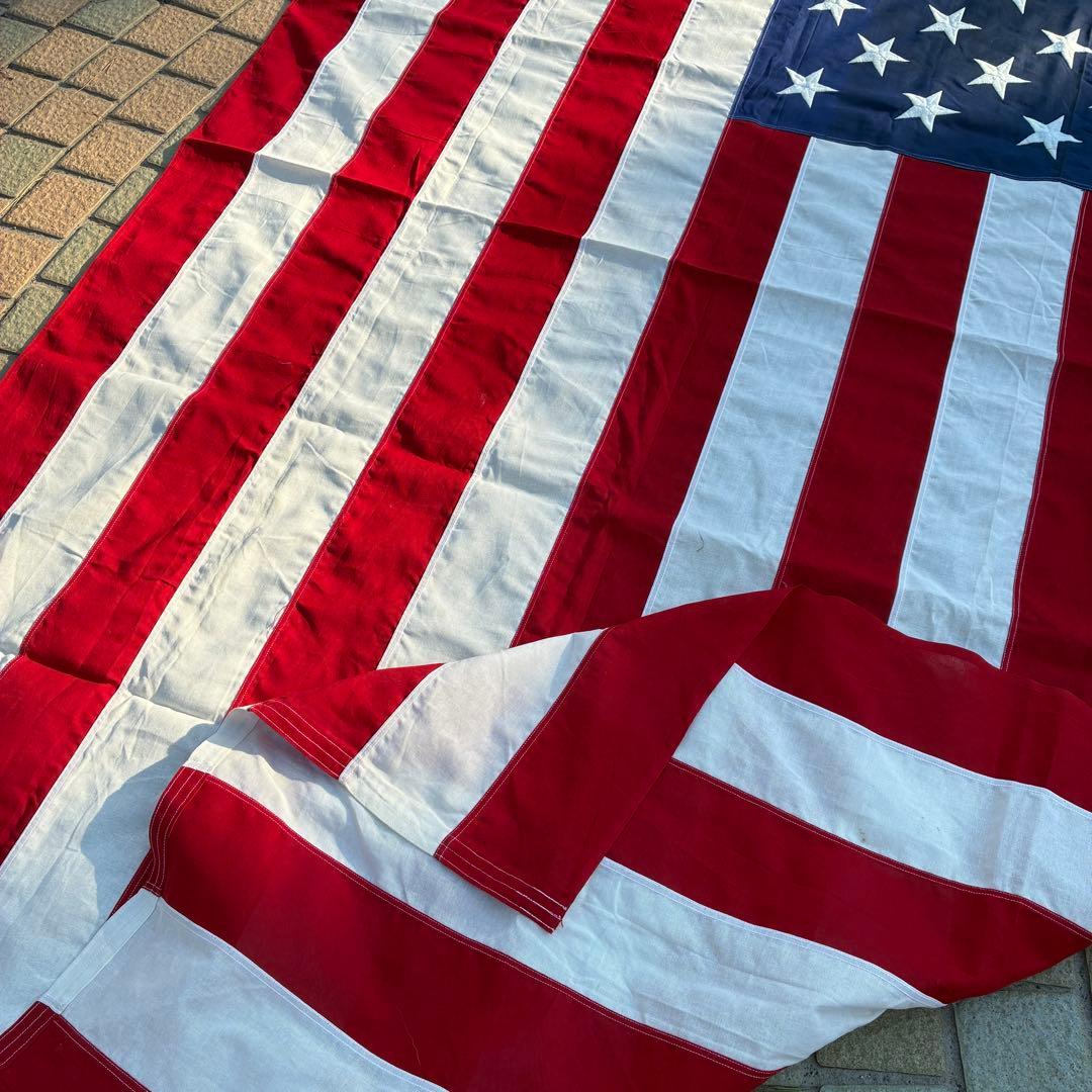 特大サイズ！BIG アメリカヴィンテージ星条旗刺繍フラッグ旗USA製アンティーク