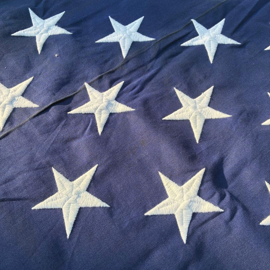 特大サイズ！BIG アメリカヴィンテージ星条旗刺繍フラッグ旗USA製アンティーク