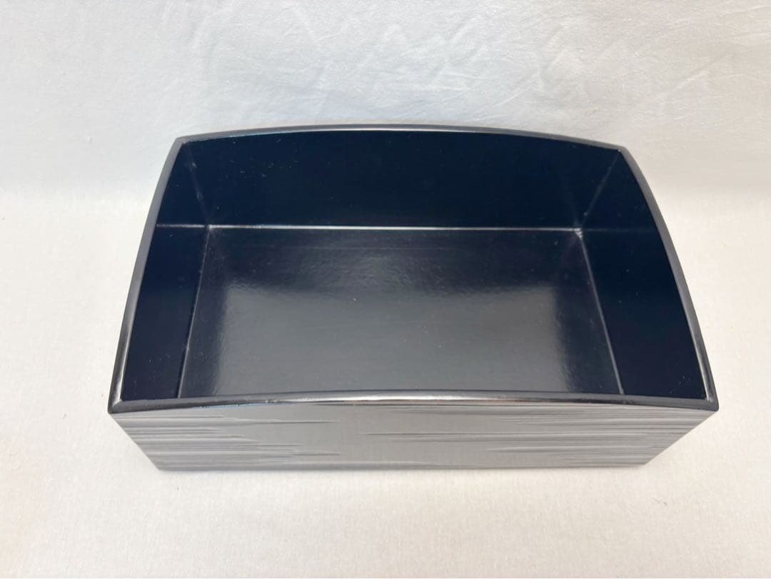 ほぼ未使用 茶道具 晓？作 黒塗 櫛形 煙草盆 如心斎好写し 粒足火入灰吹 共箱