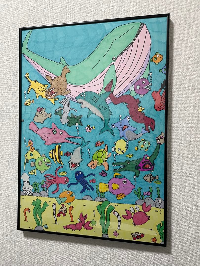 海の生き物の絵 【B2サイズ 自作】
