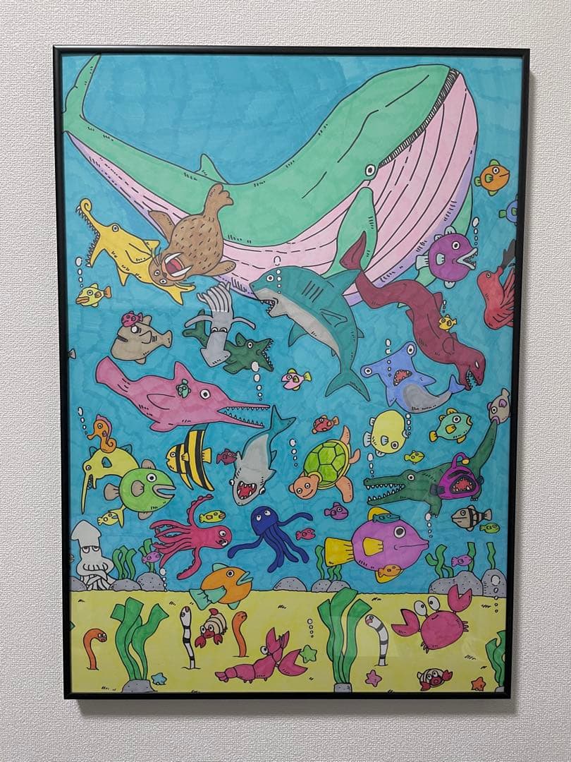 海の生き物の絵 【B2サイズ 自作】