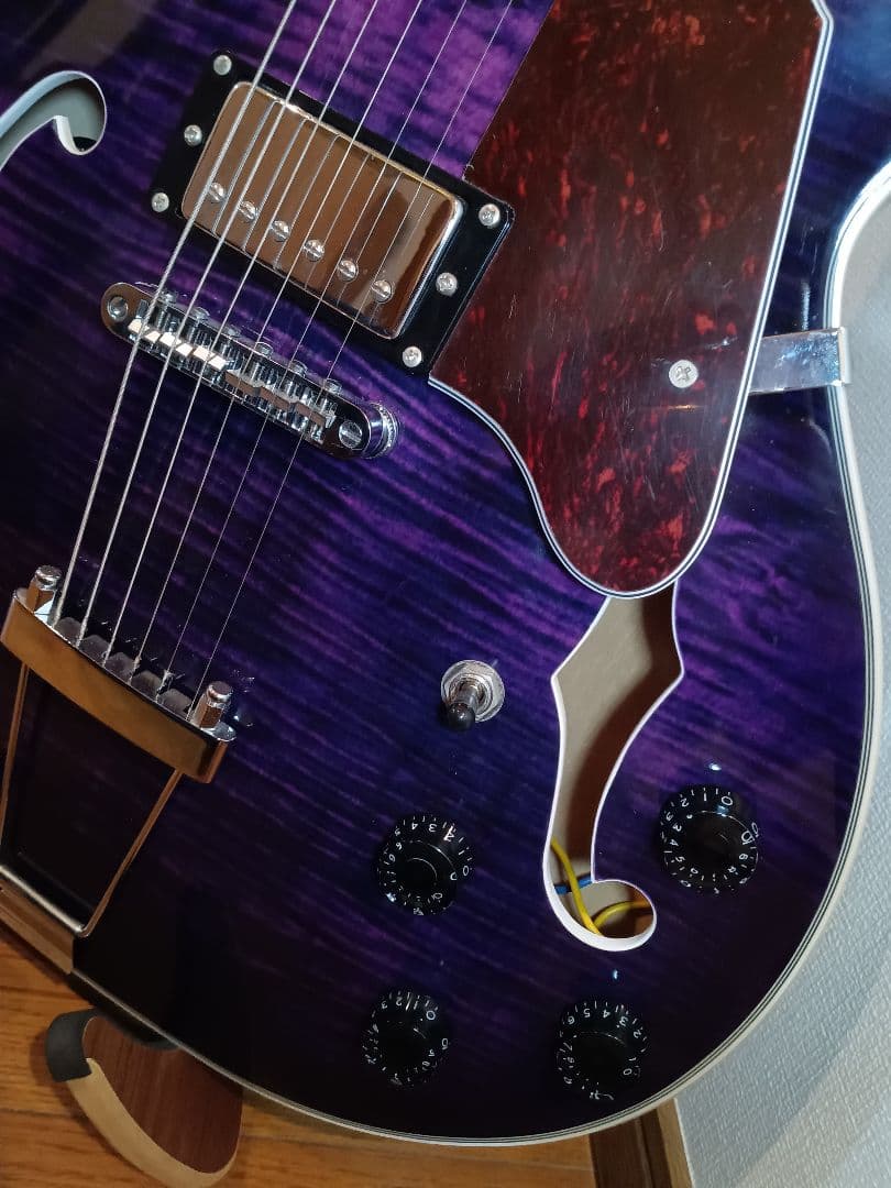 美品 GROTE 335タイプ セミアコ エレキギター パープル 紫 グロート