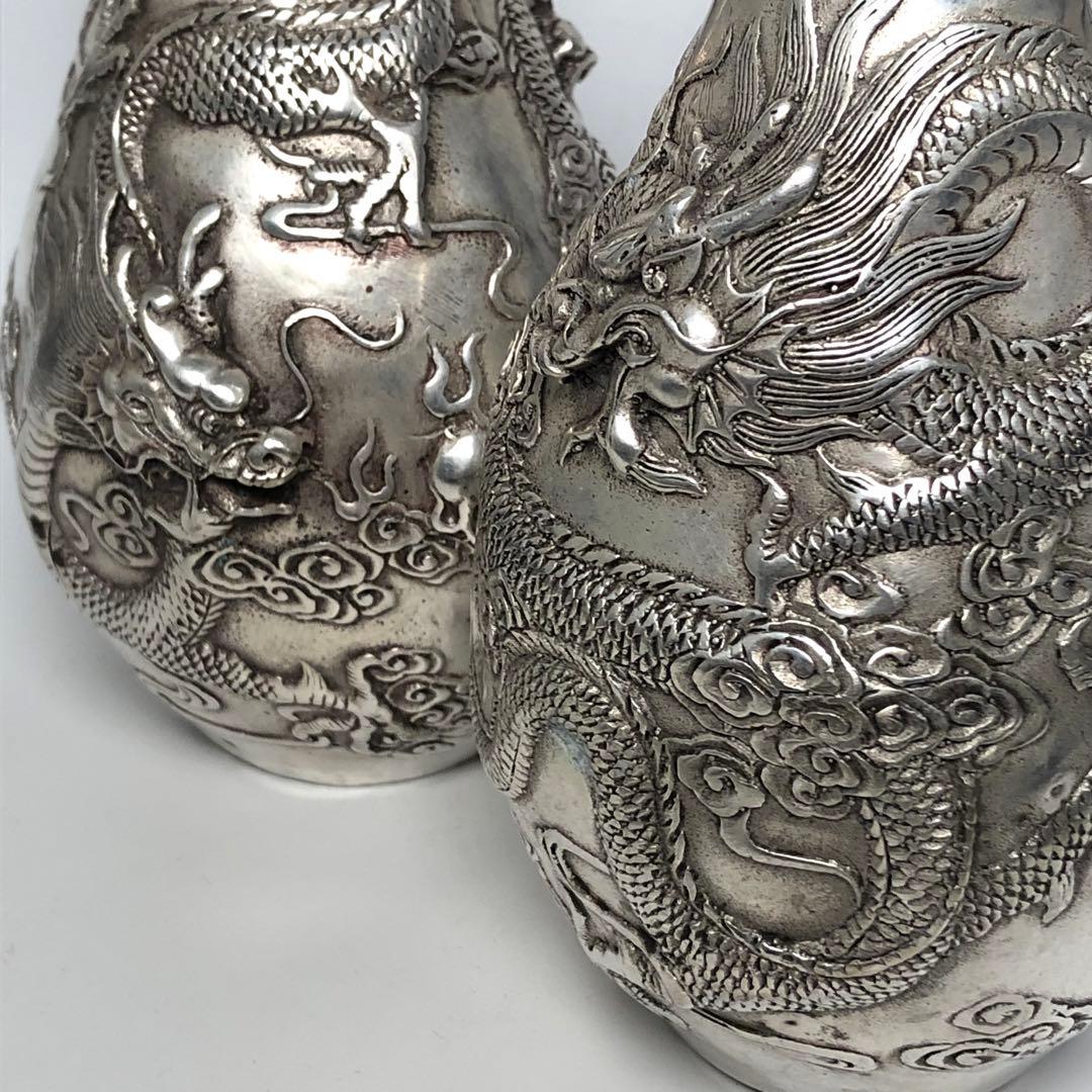 アンティーク　銀竜　花瓶　高級　時代物　縁起物　インテリア　美術品　レア