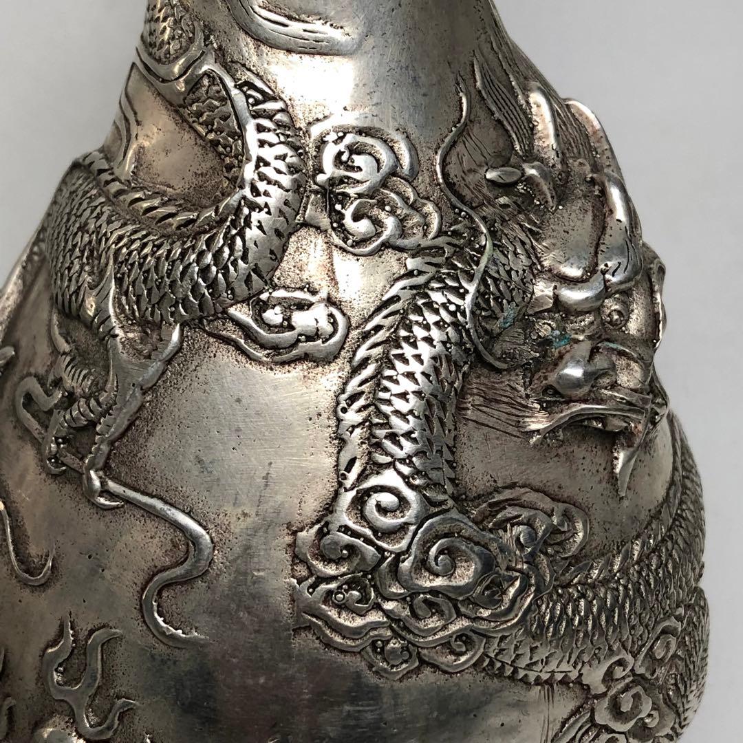 アンティーク　銀竜　花瓶　高級　時代物　縁起物　インテリア　美術品　レア