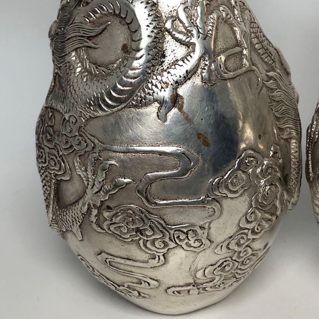 アンティーク　銀竜　花瓶　高級　時代物　縁起物　インテリア　美術品　レア