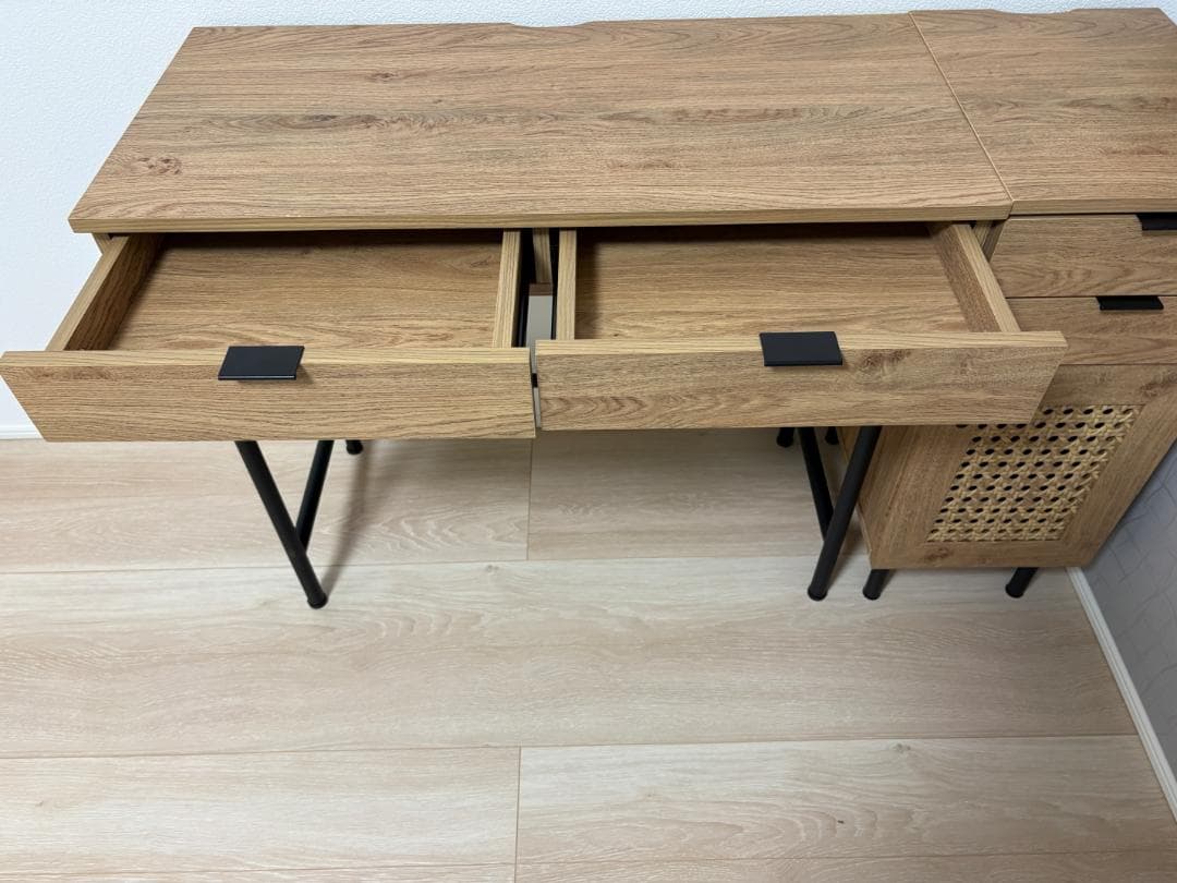 【未使用・送料込】LOWYA デスク 幅85cm 木目調 たのメル便