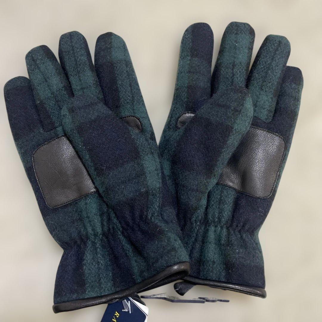 Ralph Lauren ダークグリーン チェック 手袋