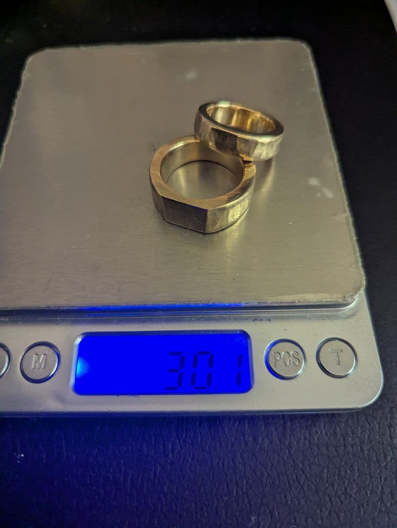 ゴールド印台リング・真鍮印台リング・レトロ真鍮リング・2本セット・ジャンク品