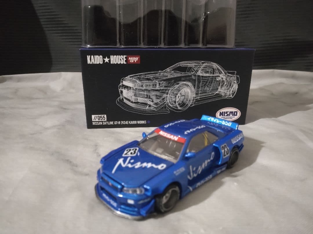 minigt kaido 街道ハウス　スカイラインgtr r34ニスモ　ブルー