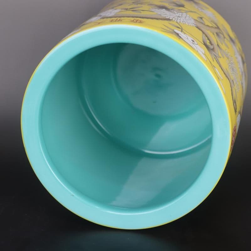 清慈禧黄地パステル彩竜紋の筆箱です  陶磁器 装飾品 現代工芸品美術品 置物