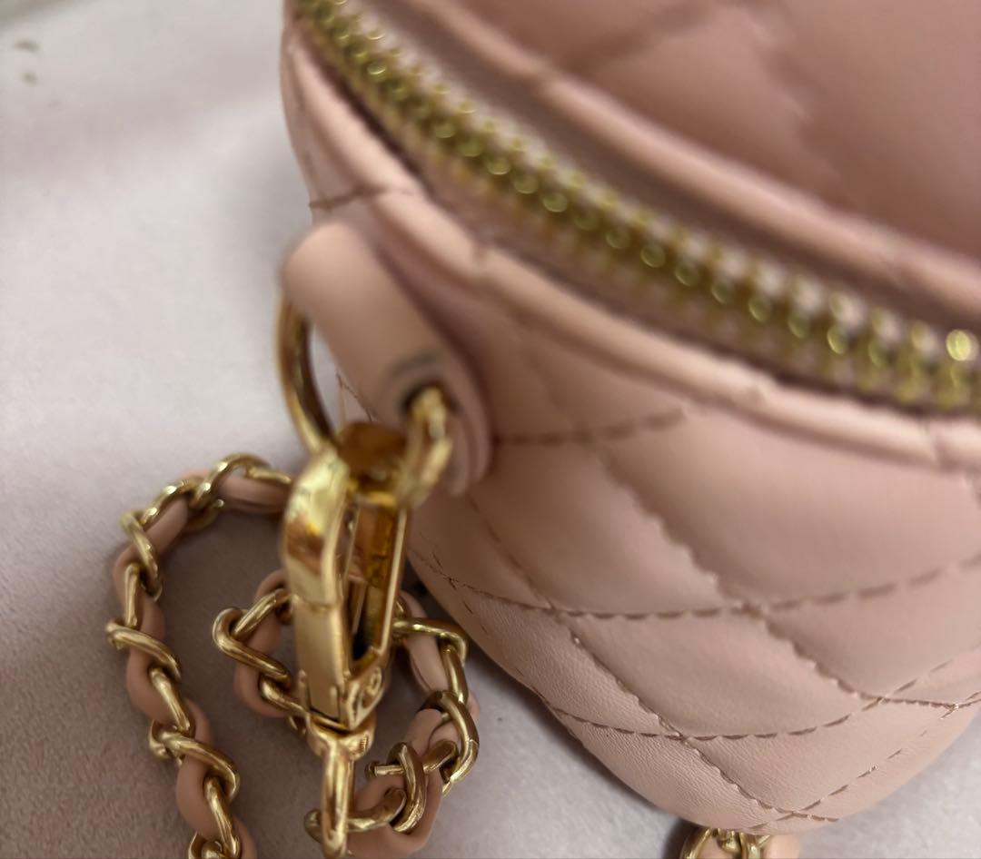 Darichゴールドパーツキルティングスクエアミニバッグ　ピンク