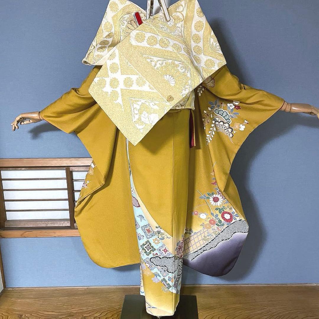 振袖フルセット　高身長　手描き友禅　成人式振袖　振袖　裄丈71