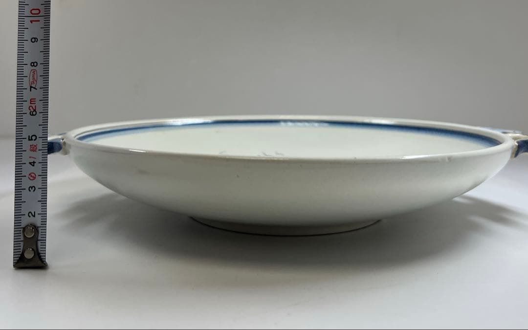 三越購入　18世紀オランダ染付手付皿　共箱　幅約28.5㎝東Y7-0501⭐︎2F