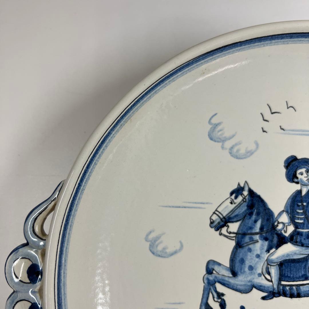 三越購入　18世紀オランダ染付手付皿　共箱　幅約28.5㎝東Y7-0501⭐︎2F