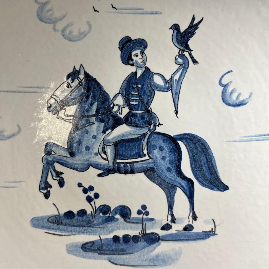 三越購入　18世紀オランダ染付手付皿　共箱　幅約28.5㎝東Y7-0501⭐︎2F