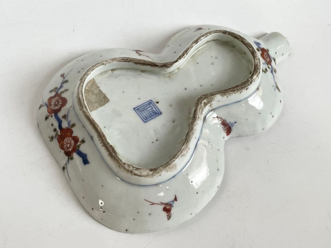 #2 骨董　アンティーク　色絵古九谷　色絵山水文瓢形向付　変形皿　古九谷