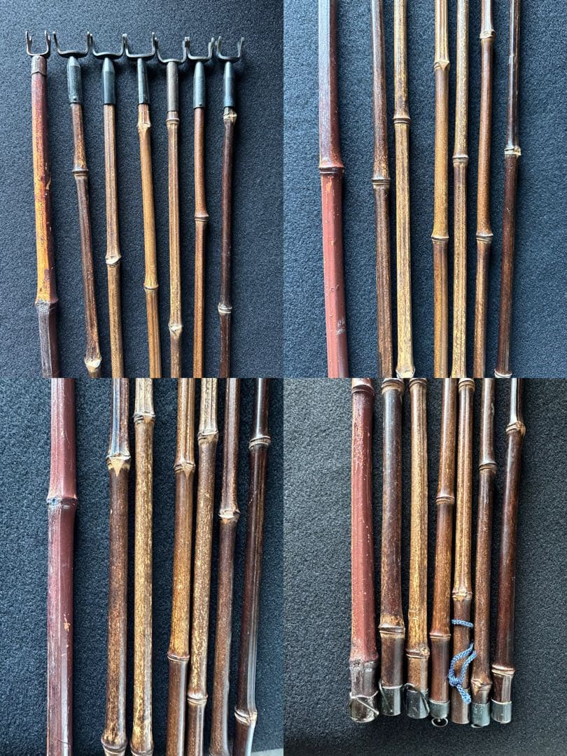 矢筈 掛け軸用 まとめ売り7点セット 古道具 竹 やはず インテリア 中古