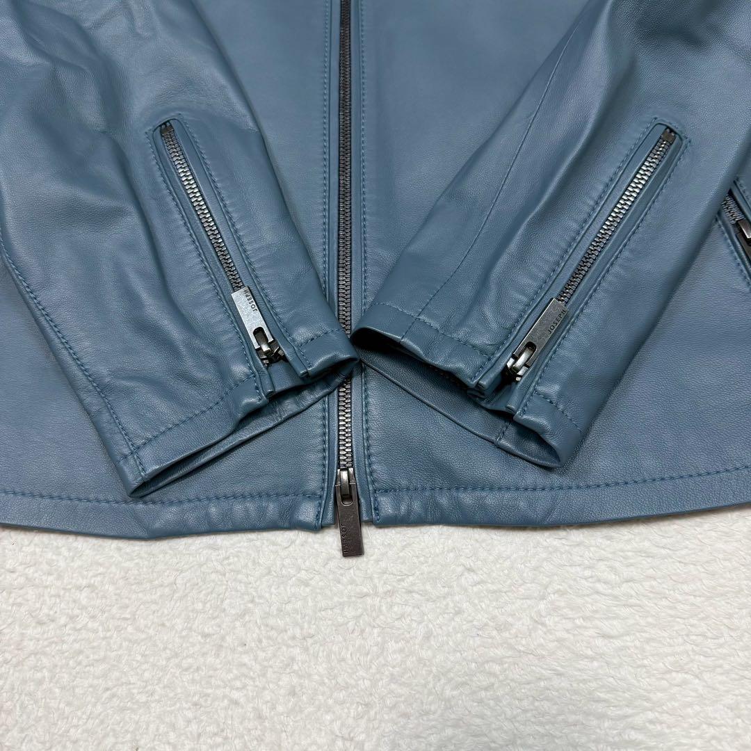 新品 2023年モデル JOSEPH ライダースジャケット ラムレザー ブルー