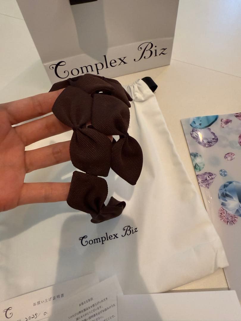 コンプレックスビズ　カチューシャ　グログランリボンシンメトリーHB ブラウン