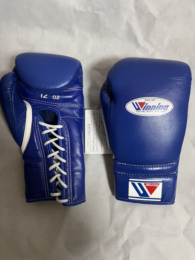winning ボクシンググローブ 12オンス　ひも式　ブルー