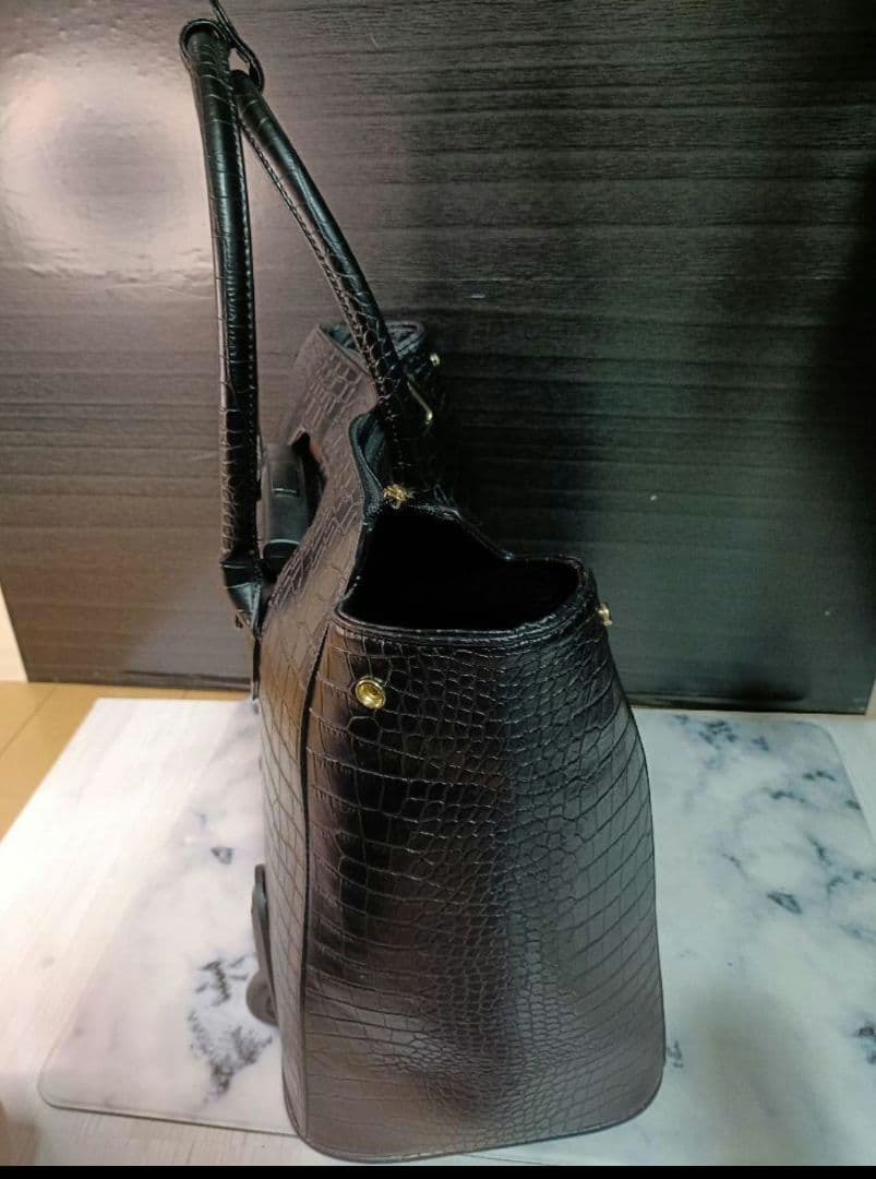 cooco クーコ　クロコ型押しキャリーカート　アルミハンドル　2way 黒