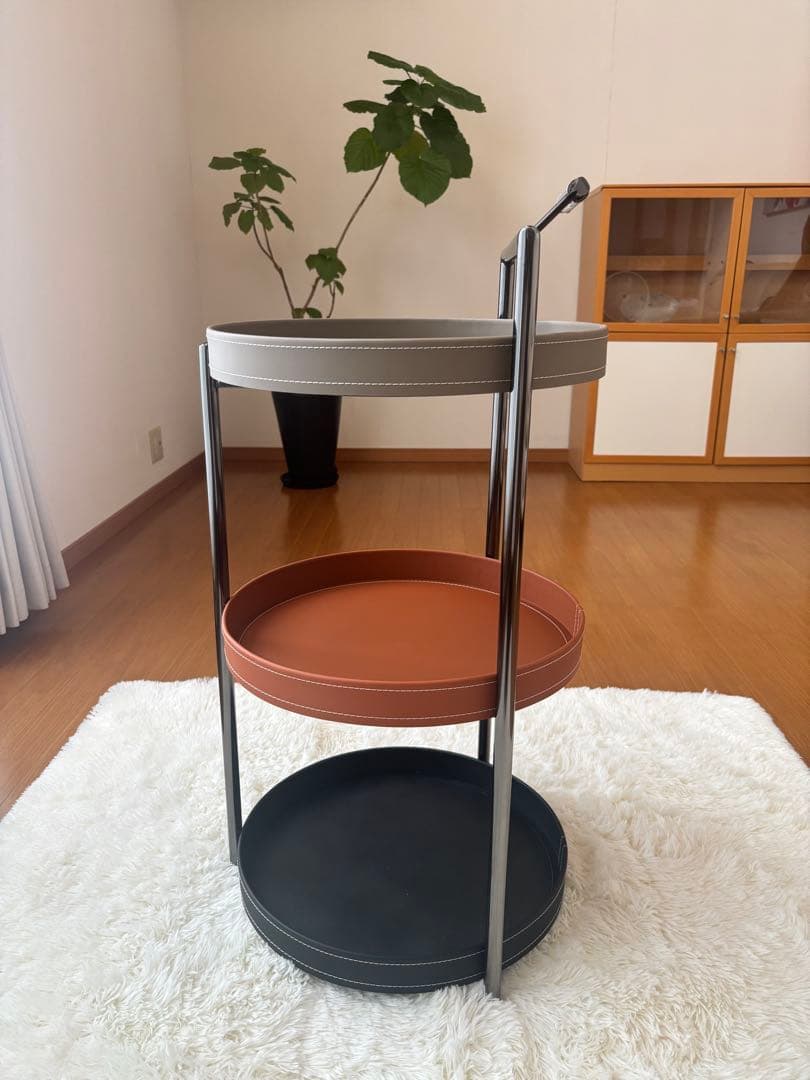 海外輸入　3段ワゴン　キャスター付き　収納ラック　グレー/ブラウン/ブラック