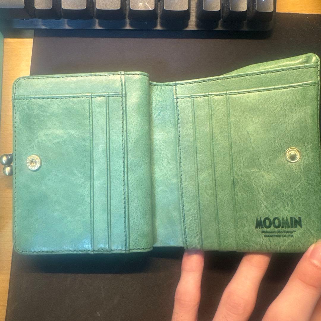 MOOMIN スナフキン がま口ハーフ財布 牛革