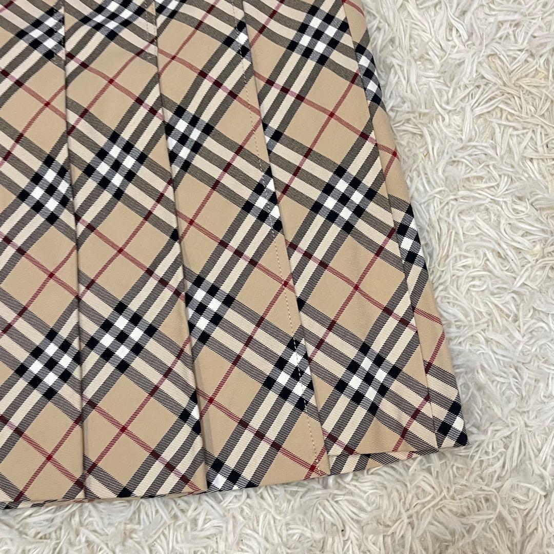 BURBERRY BLUELABELノバチェックプリーツラップスカート膝丈ベルト