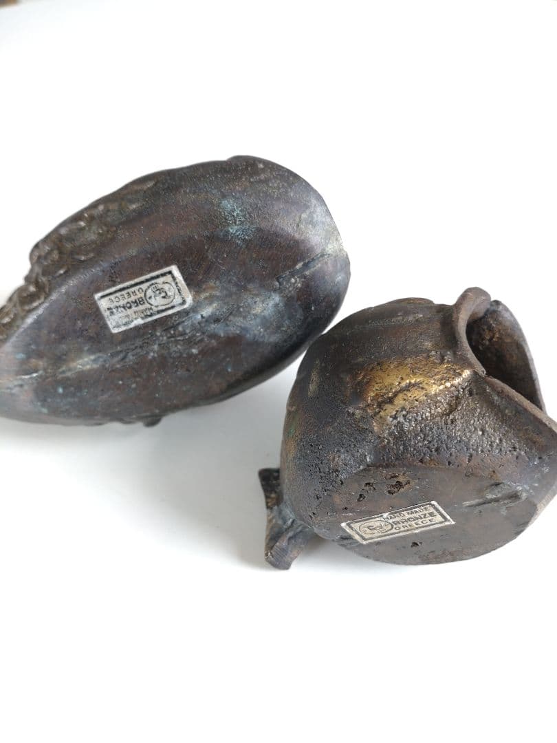 アンティーク オブジェ　ブロンズ製　　大小2個セット　刻印シール有　希少品