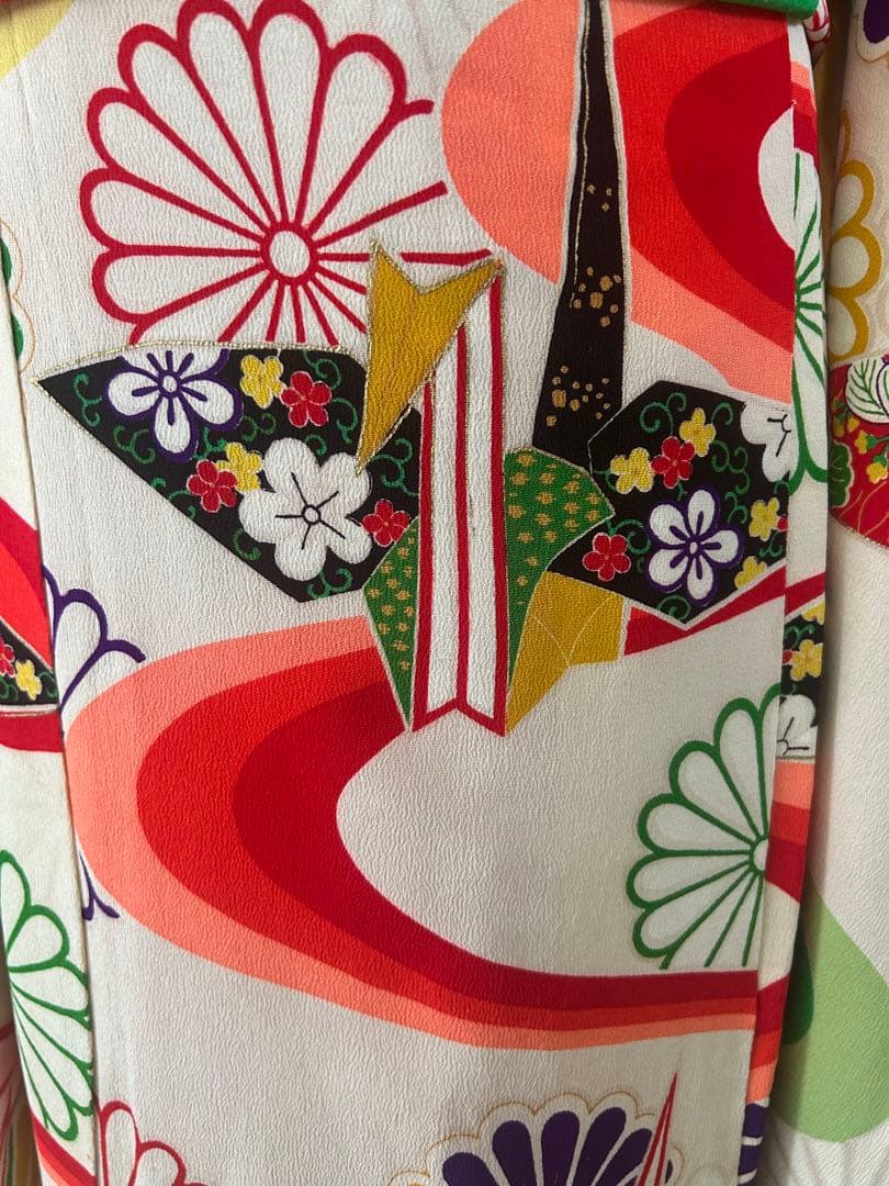 7歳　七五三　アンティーク正絹着物、帯、帯揚げ、帯締め　しごき