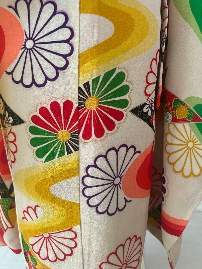 7歳　七五三　アンティーク正絹着物、帯、帯揚げ、帯締め　しごき