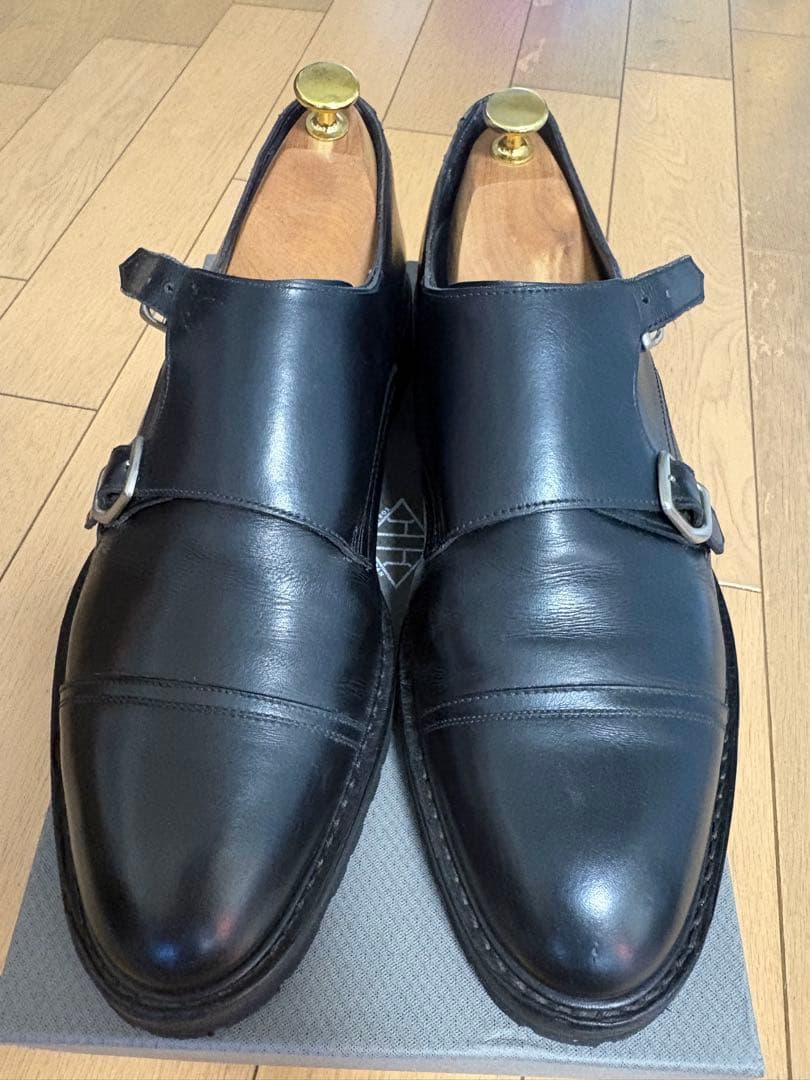 WH ダブルエイチ ダブルモンクストラップシューズ ブラック