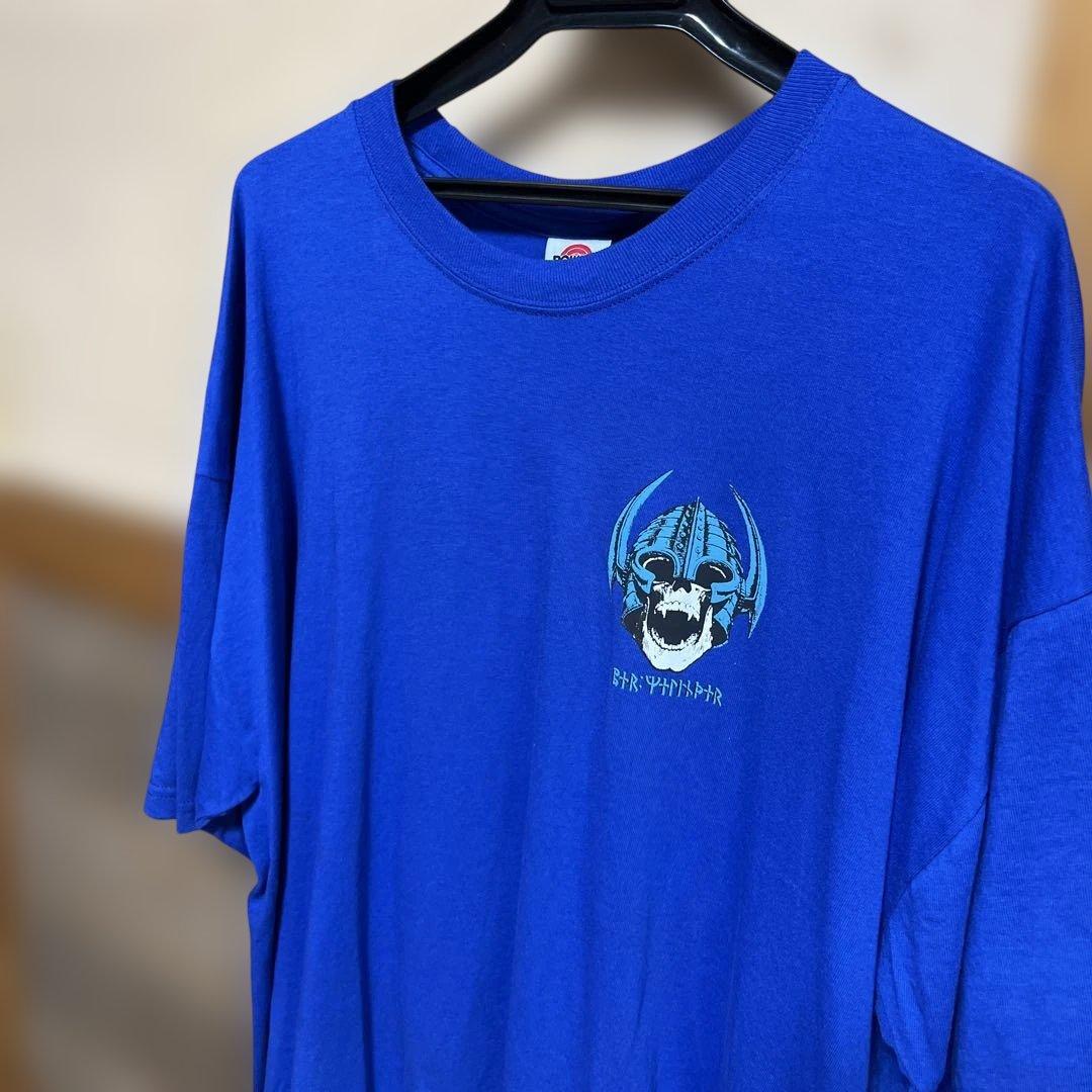 パウエル　Powell Peralta スカル tシャツ 2005年製　青　xl
