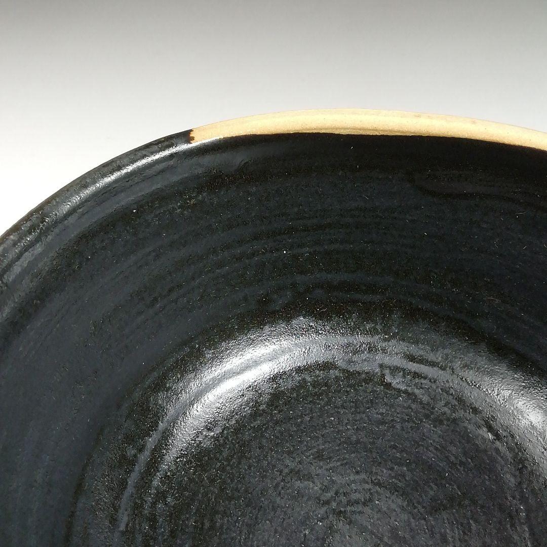 Ｓ９２９　茶碗　『黒織部茶碗』『御題　語』『寺田康雄 作』　共箱　抹茶碗　茶道具