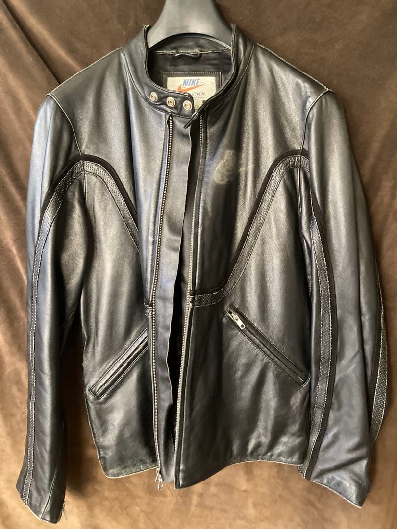 激レア NIKE ナイキ レザー シングル ライダース ジャケット NSW