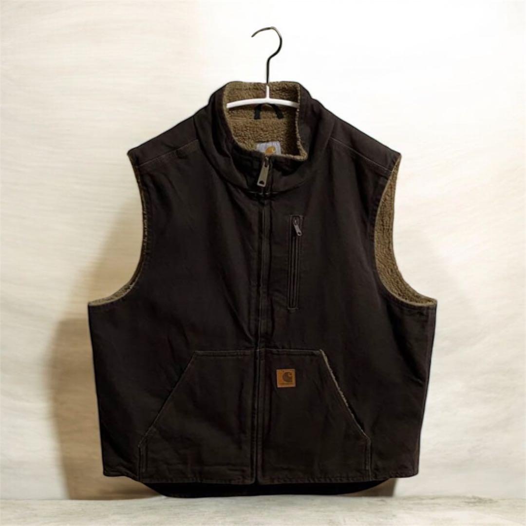 Carhartt カーハート ダックベスト 裏ボア Lサイズブラウン　DKB