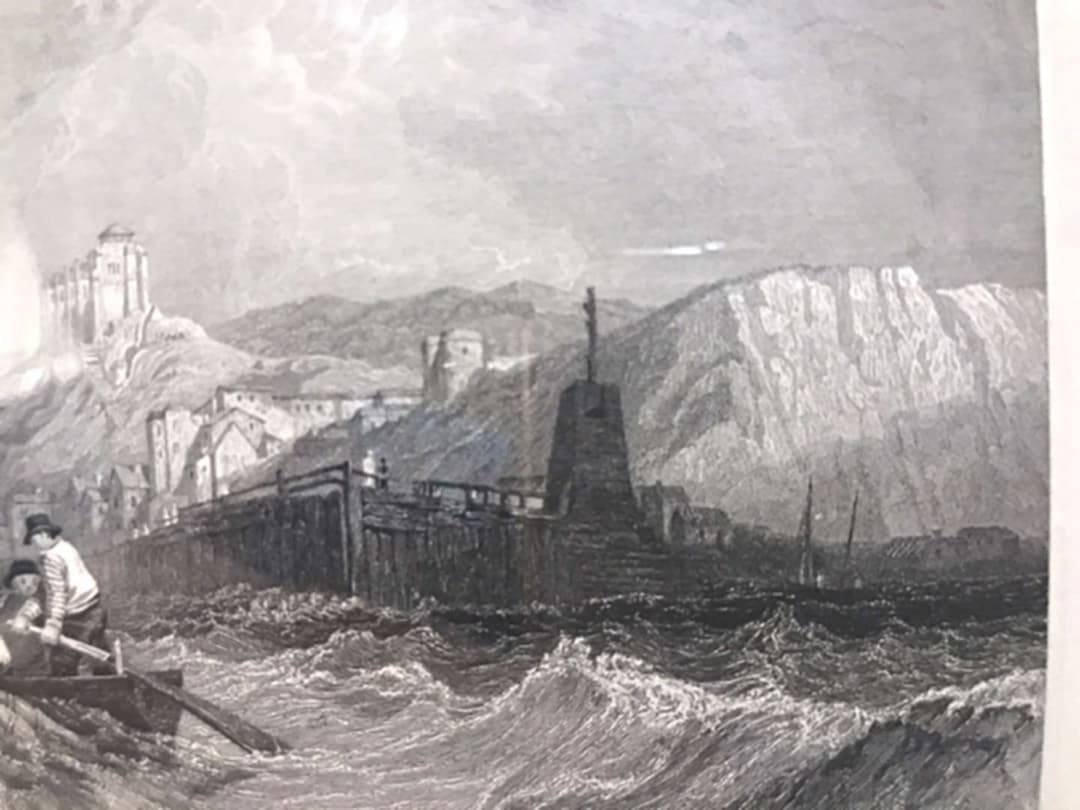 美術品　絵画　銅版画　海洋画　1834年　船　帆船　スティールエングレーヴィング