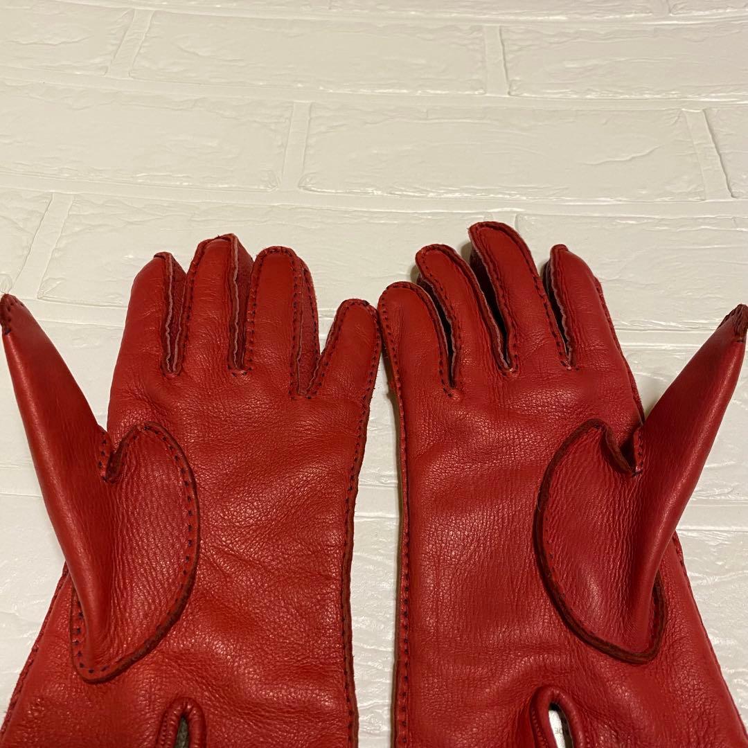 イタルグアント Italguanto ペッカリー 革 手袋 赤　レッド　7.5